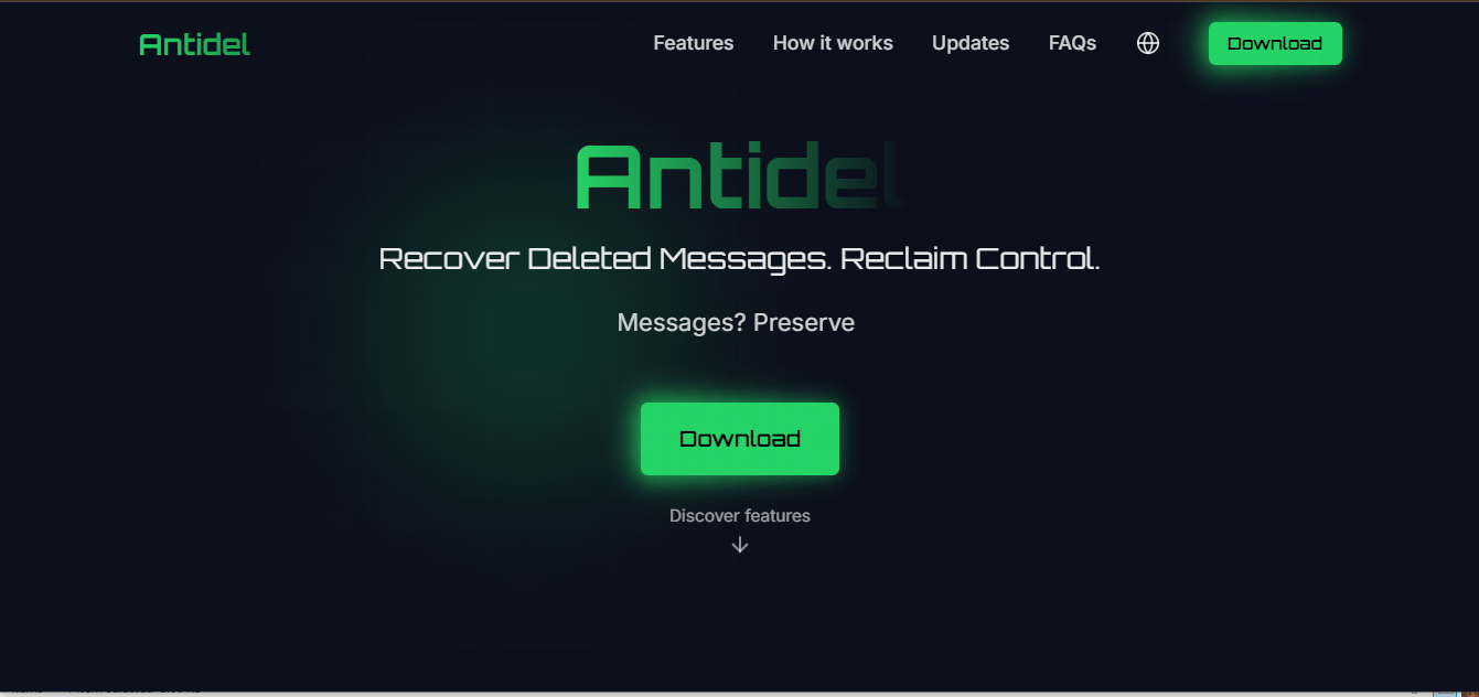 Antidel website screenshot