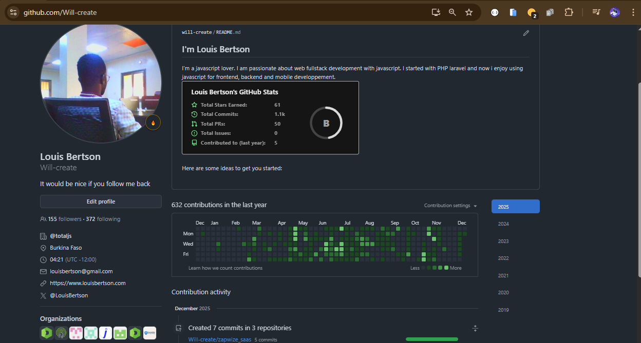 GitHub profile screenshot